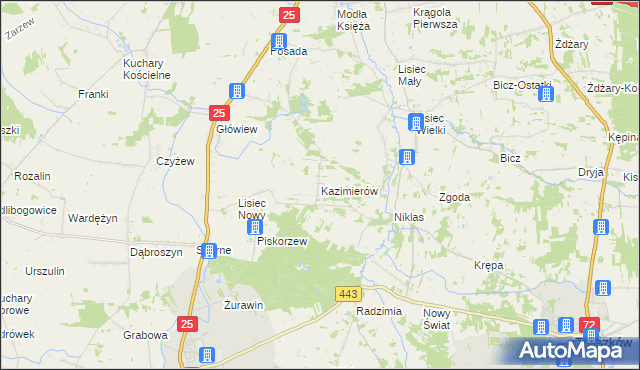 mapa Kazimierów gmina Stare Miasto, Kazimierów gmina Stare Miasto na mapie Targeo