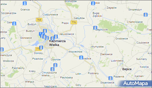 mapa Kazimierza Mała, Kazimierza Mała na mapie Targeo