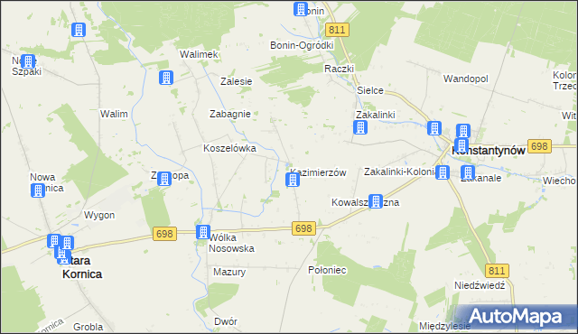 mapa Kazimierzów gmina Stara Kornica, Kazimierzów gmina Stara Kornica na mapie Targeo