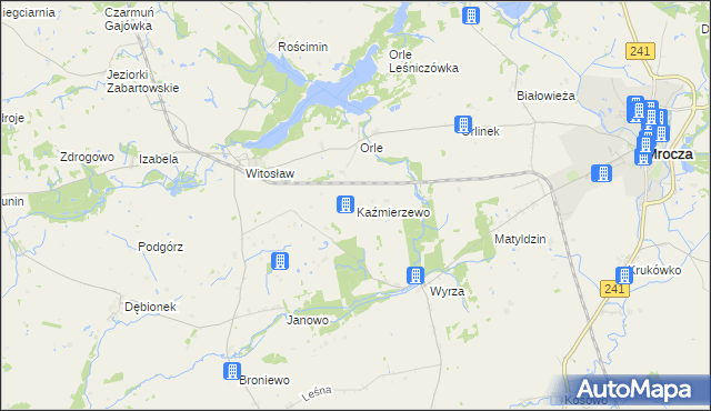 mapa Kaźmierzewo gmina Mrocza, Kaźmierzewo gmina Mrocza na mapie Targeo