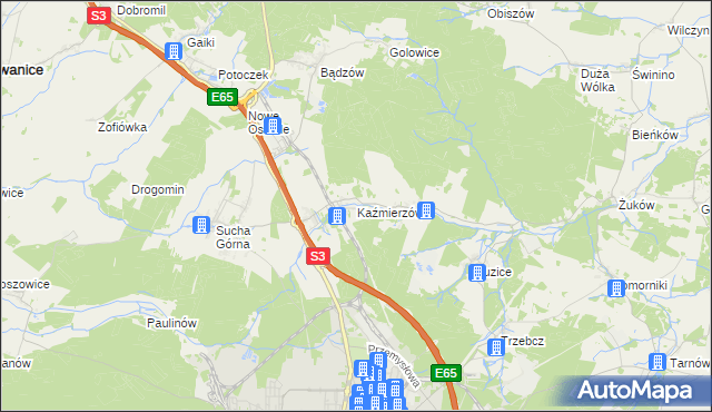 mapa Kaźmierzów, Kaźmierzów na mapie Targeo