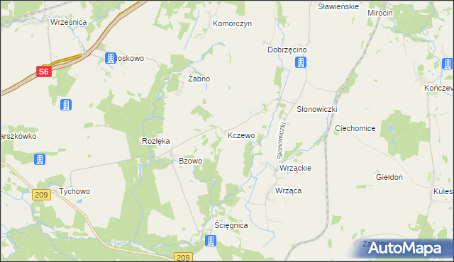 mapa Kczewo gmina Kobylnica, Kczewo gmina Kobylnica na mapie Targeo
