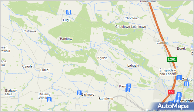 mapa Kędzie gmina Żmigród, Kędzie gmina Żmigród na mapie Targeo