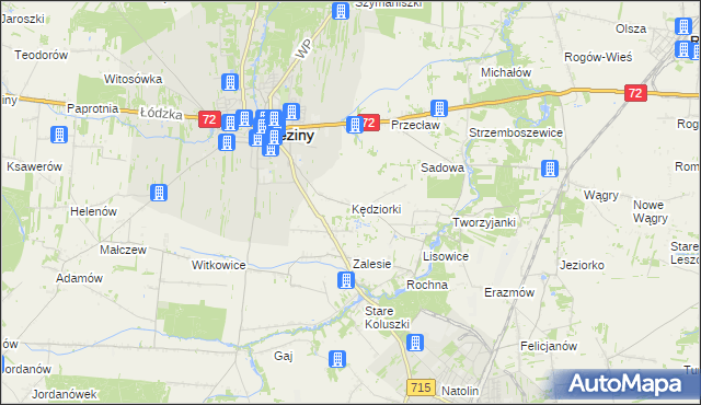 mapa Kędziorki, Kędziorki na mapie Targeo