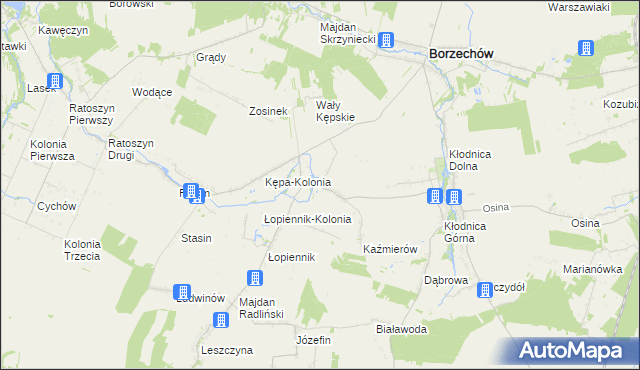 mapa Kępa gmina Borzechów, Kępa gmina Borzechów na mapie Targeo