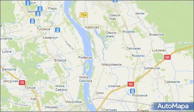 mapa Kępa Nadbrzeska, Kępa Nadbrzeska na mapie Targeo