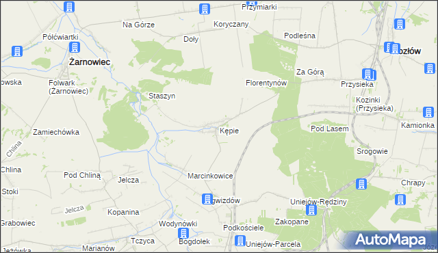 mapa Kępie gmina Kozłów, Kępie gmina Kozłów na mapie Targeo