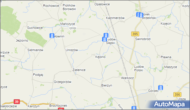 mapa Kępino gmina Borów, Kępino gmina Borów na mapie Targeo