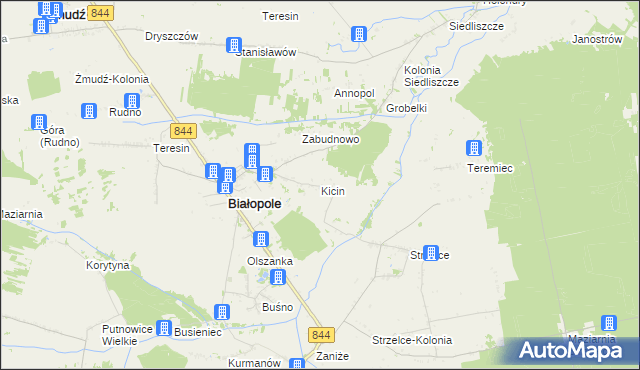 mapa Kicin gmina Białopole, Kicin gmina Białopole na mapie Targeo