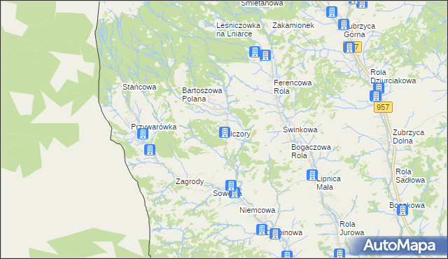 mapa Kiczory, Kiczory na mapie Targeo