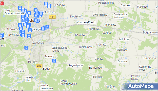 mapa Kielchinów, Kielchinów na mapie Targeo