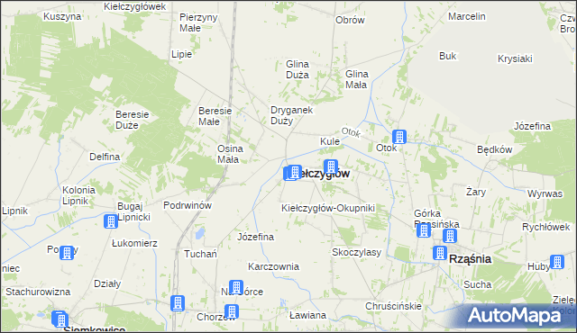 mapa Kiełczygłów, Kiełczygłów na mapie Targeo