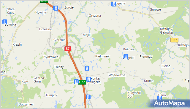 mapa Kielminek, Kielminek na mapie Targeo