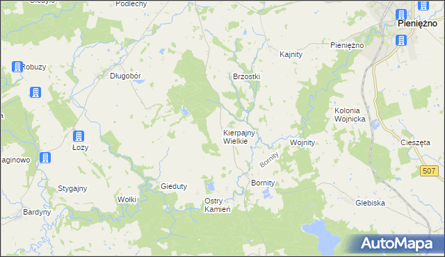 mapa Kierpajny Wielkie, Kierpajny Wielkie na mapie Targeo