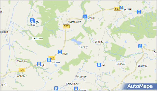 mapa Kiersity gmina Rychliki, Kiersity gmina Rychliki na mapie Targeo