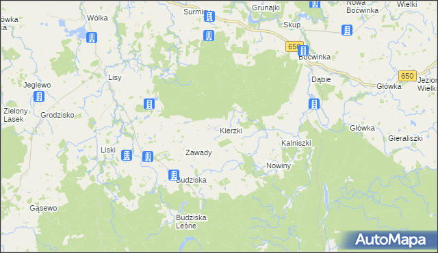 mapa Kierzki gmina Banie Mazurskie, Kierzki gmina Banie Mazurskie na mapie Targeo