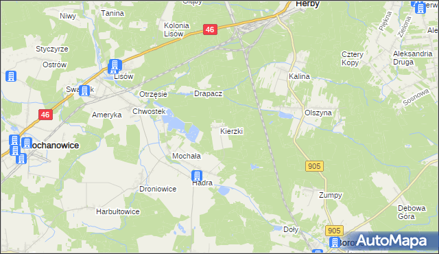 mapa Kierzki gmina Herby, Kierzki gmina Herby na mapie Targeo