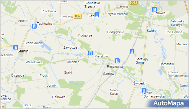 mapa Kierzków gmina Stanin, Kierzków gmina Stanin na mapie Targeo