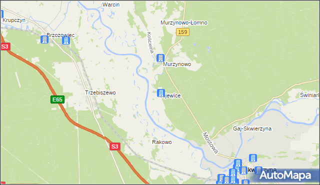 mapa Kijewice gmina Skwierzyna, Kijewice gmina Skwierzyna na mapie Targeo