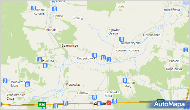 mapa Kijowiec gmina Zalesie, Kijowiec gmina Zalesie na mapie Targeo