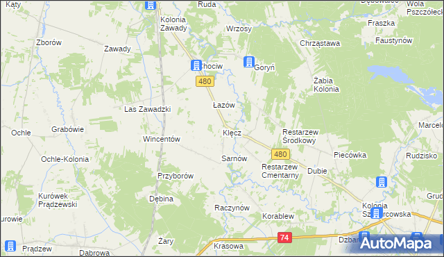 mapa Klęcz, Klęcz na mapie Targeo