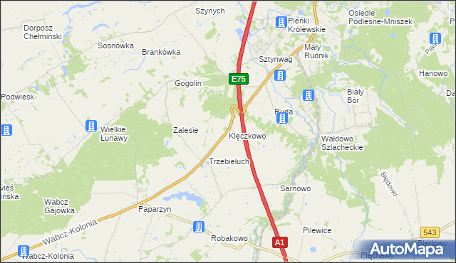 mapa Klęczkowo gmina Stolno, Klęczkowo gmina Stolno na mapie Targeo