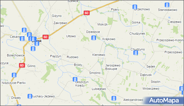 mapa Kleniewo gmina Bielsk, Kleniewo gmina Bielsk na mapie Targeo