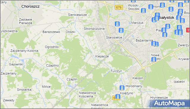 mapa Klepacze gmina Choroszcz, Klepacze gmina Choroszcz na mapie Targeo