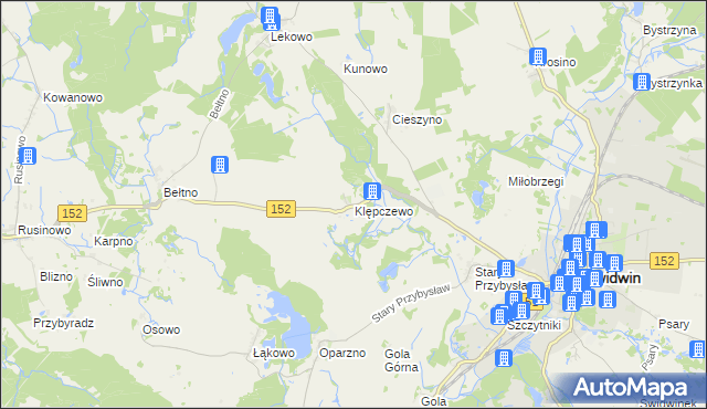 mapa Klępczewo, Klępczewo na mapie Targeo