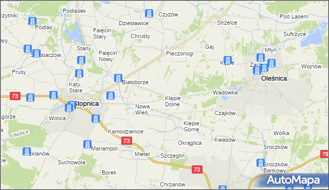 mapa Klępie Dolne, Klępie Dolne na mapie Targeo