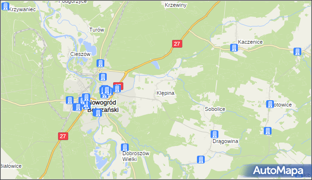 mapa Klępina, Klępina na mapie Targeo