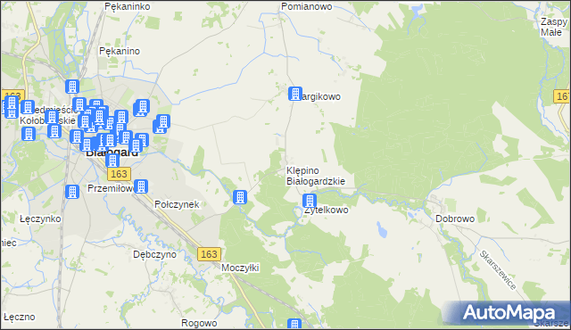 mapa Klępino Białogardzkie, Klępino Białogardzkie na mapie Targeo