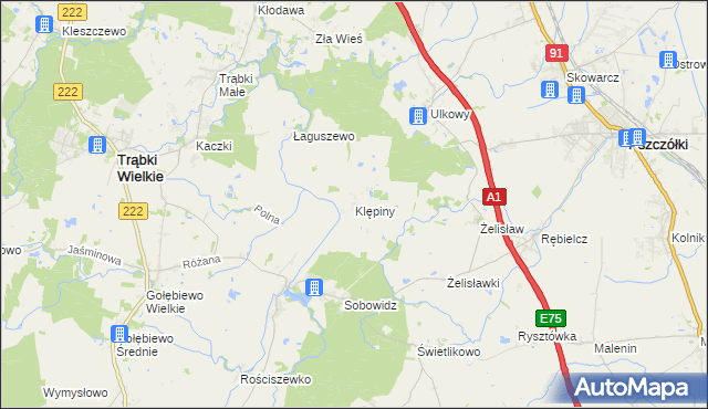 mapa Klępiny, Klępiny na mapie Targeo