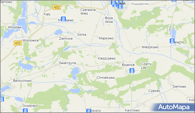 mapa Kleszczewo gmina Osieczna, Kleszczewo gmina Osieczna na mapie Targeo