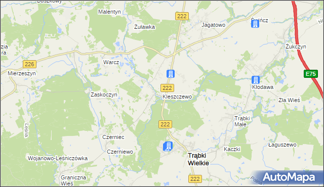 mapa Kleszczewo gmina Trąbki Wielkie, Kleszczewo gmina Trąbki Wielkie na mapie Targeo