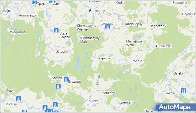 mapa Klewiny, Klewiny na mapie Targeo