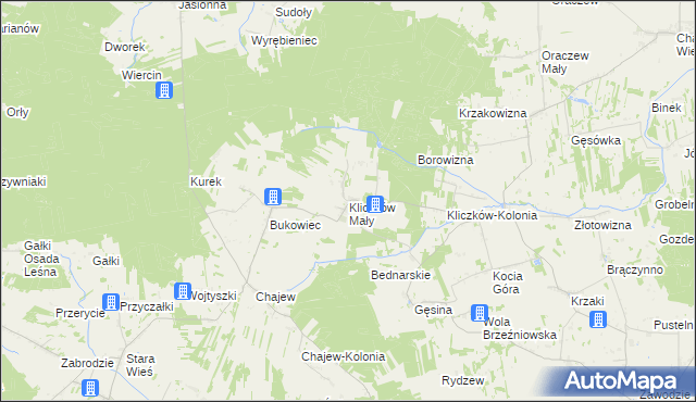 mapa Kliczków Mały, Kliczków Mały na mapie Targeo