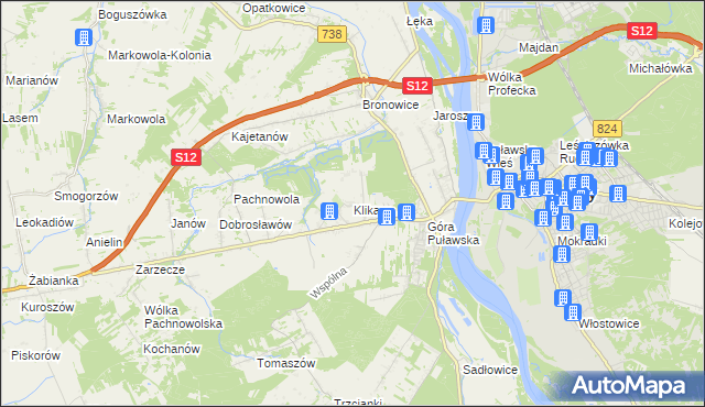 mapa Klikawa, Klikawa na mapie Targeo