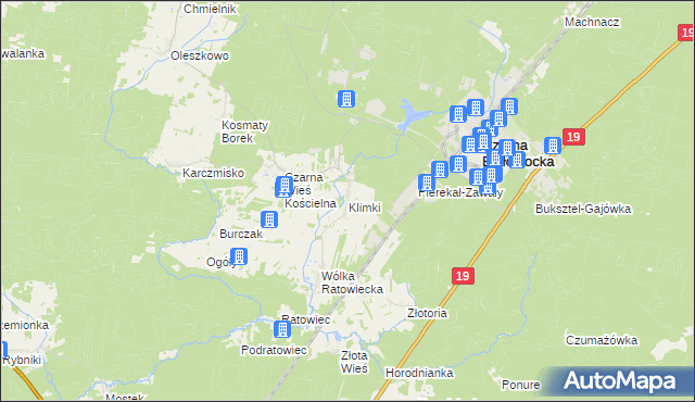 mapa Klimki gmina Czarna Białostocka, Klimki gmina Czarna Białostocka na mapie Targeo