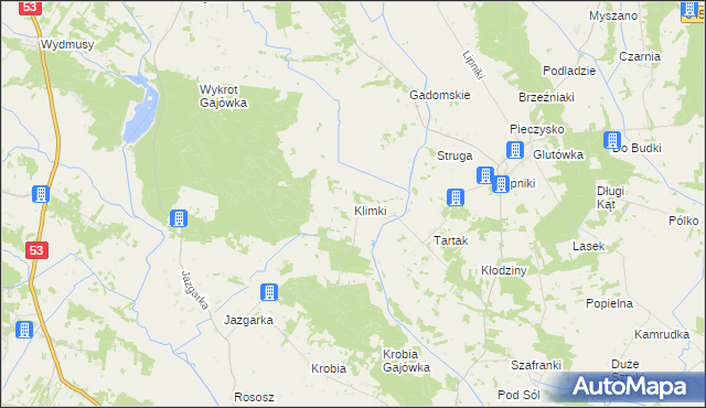 mapa Klimki gmina Kadzidło, Klimki gmina Kadzidło na mapie Targeo