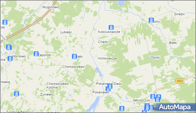mapa Klimkowicze, Klimkowicze na mapie Targeo