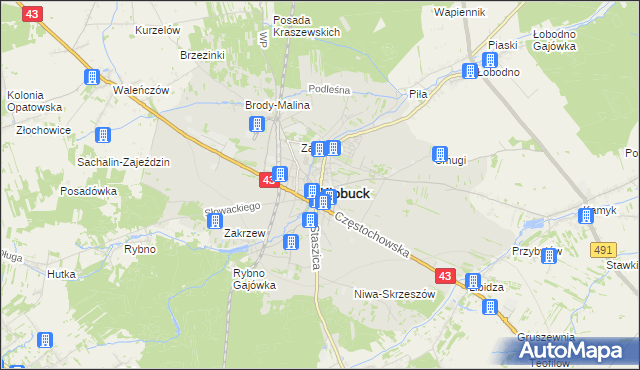 mapa Kłobuck, Kłobuck na mapie Targeo