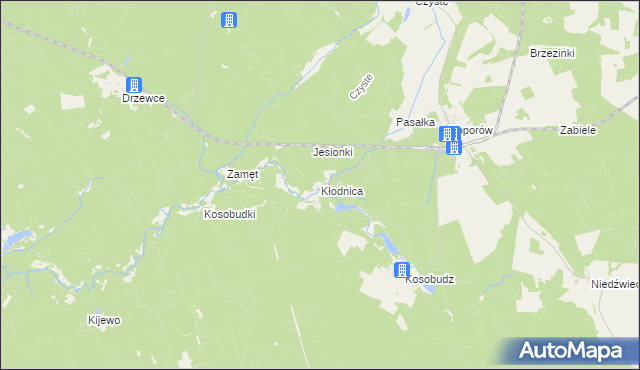 mapa Kłodnica gmina Łagów, Kłodnica gmina Łagów na mapie Targeo