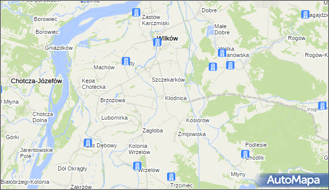 mapa Kłodnica gmina Wilków, Kłodnica gmina Wilków na mapie Targeo