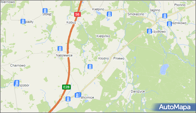 mapa Kłodno gmina Płoty, Kłodno gmina Płoty na mapie Targeo