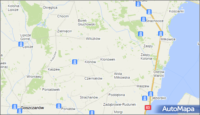 mapa Klonówek, Klonówek na mapie Targeo