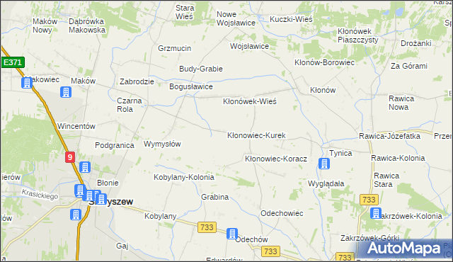mapa Kłonowiec-Kurek, Kłonowiec-Kurek na mapie Targeo