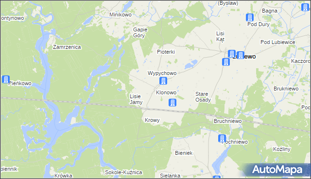 mapa Klonowo gmina Lubiewo, Klonowo gmina Lubiewo na mapie Targeo