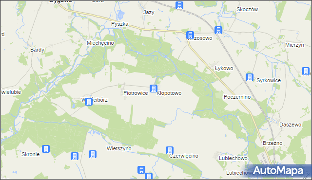 mapa Kłopotowo gmina Dygowo, Kłopotowo gmina Dygowo na mapie Targeo