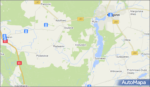 mapa Klotyldzin, Klotyldzin na mapie Targeo